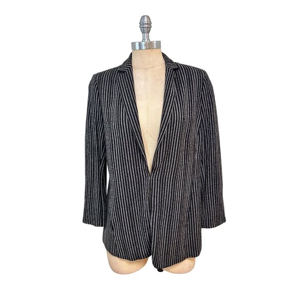 Akris Punto Black & White Striped Blazer Jacket US 12 Wool Viscose Blend - Picture 1 of 6
